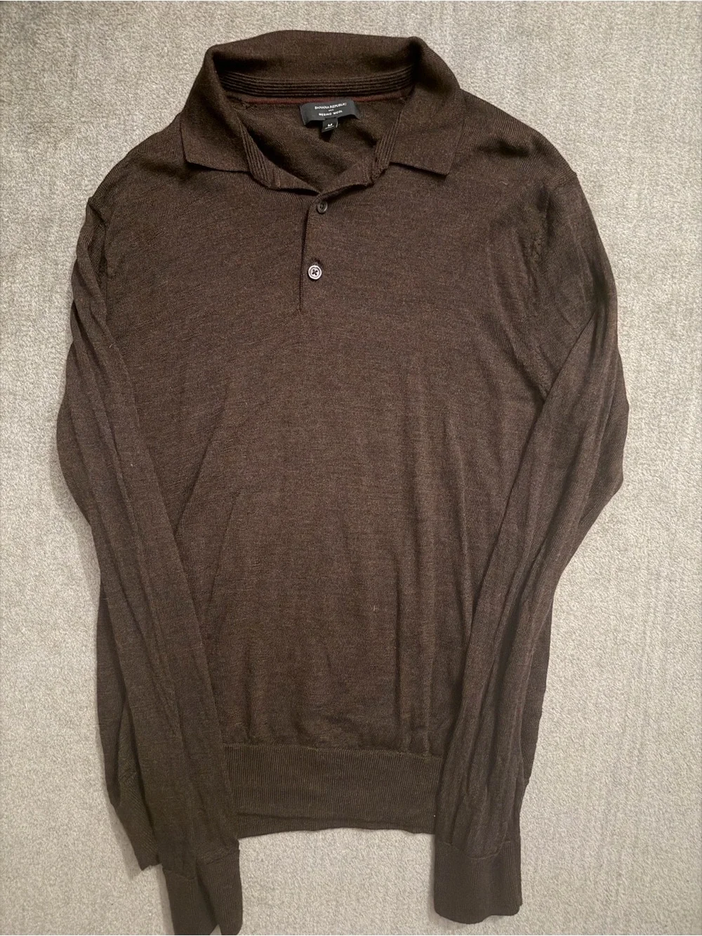 Banana Republic Men's Dark Brown Long-Sleeve Polo